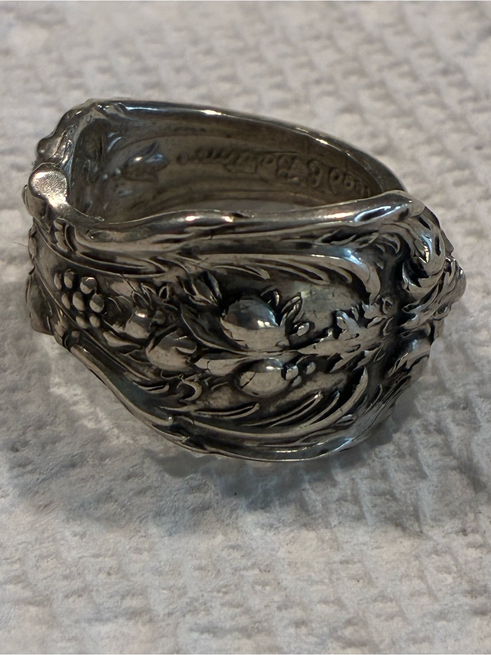 Sterling Silver Floral Spoon Ring - Silver